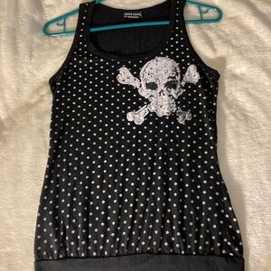 Punk Goth Skull Crossbones Tank with polka dots